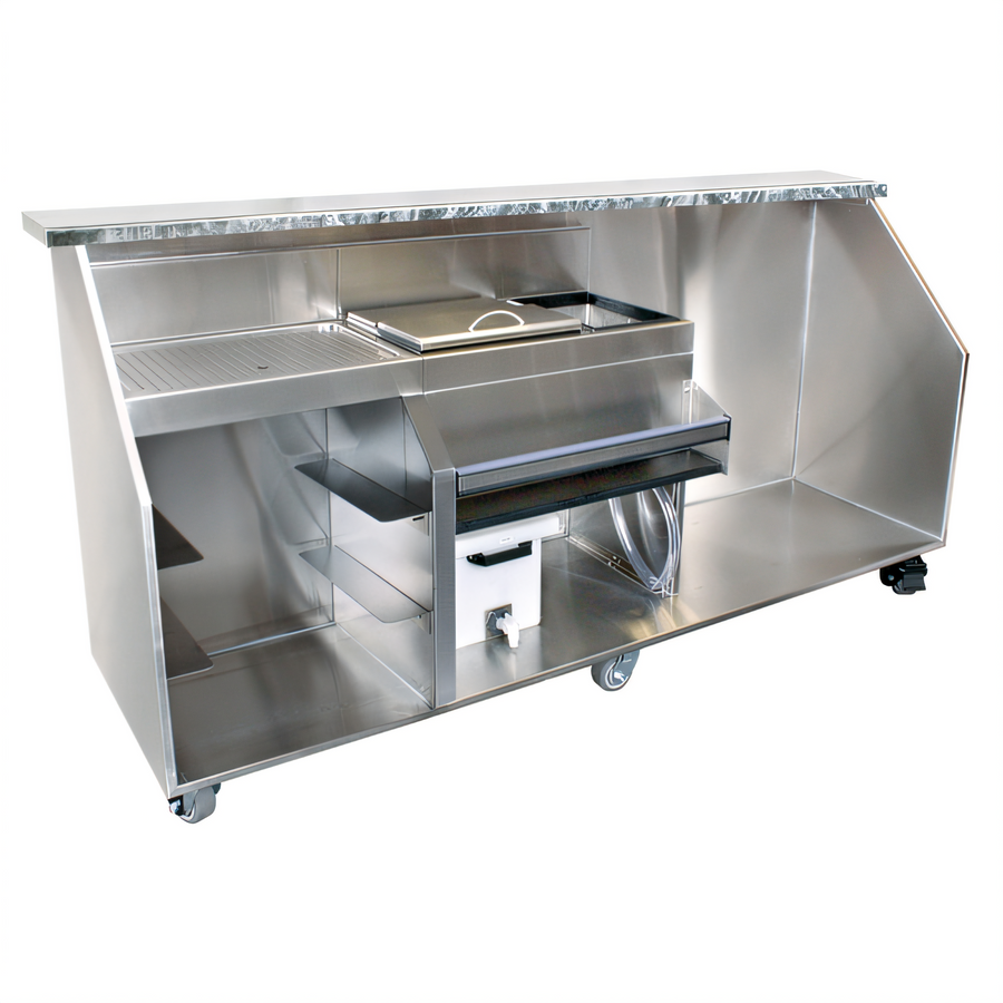 Product image #1 for Glastender Portable Stainless Steel Bar for Glassware with Refrigerator Space, 90-Inch, 12-Inch Ice Bin
