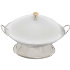 Thumbnail image #1 for Town Equipment 25109C/DZ Wok Serving Dish Cover, 8-3/4" Diameter, Polished 18/8 Stainless Steel, Brass Knob