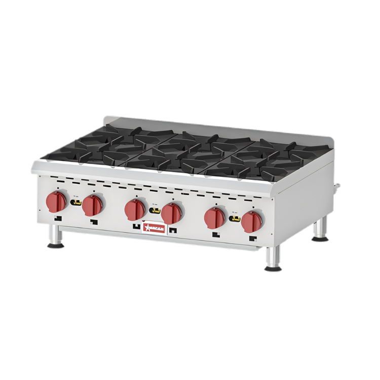 Product image #1 for Omcan USA 36-Inch Countertop Natural Gas Hot Plate with 6 Stainless Steel Burners