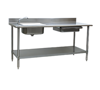 Eagle Group Spec-Master 96-Inch Stainless Steel Prep Sink Table with Left Sink, Right Drawer and Undershelf