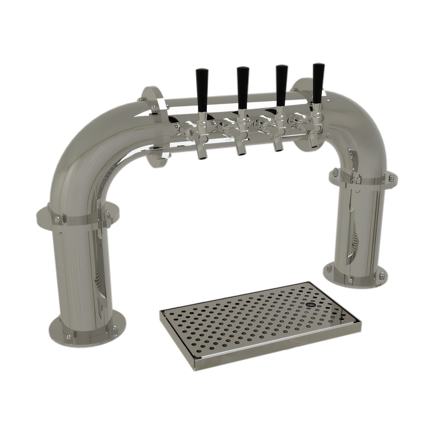 Product image #1 for Glastender Pipe Pass-Thru Countertop Air-Cooled Draft Dispensing Tower with 4 Stainless Steel Faucets