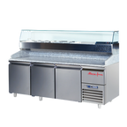 Thumbnail image #1 for Marra Forni GPZ225A Three-Section Refrigerated Pizza Prep Table, Granite Top, 3 Doors, Self-Contained Side-Mounted Refrigeration