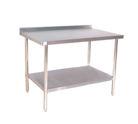 72 Inch x 24 Inch x 38 Inch 18/430 Stainless Steel Work Table with 2 Inch Backsplash and Undershelf