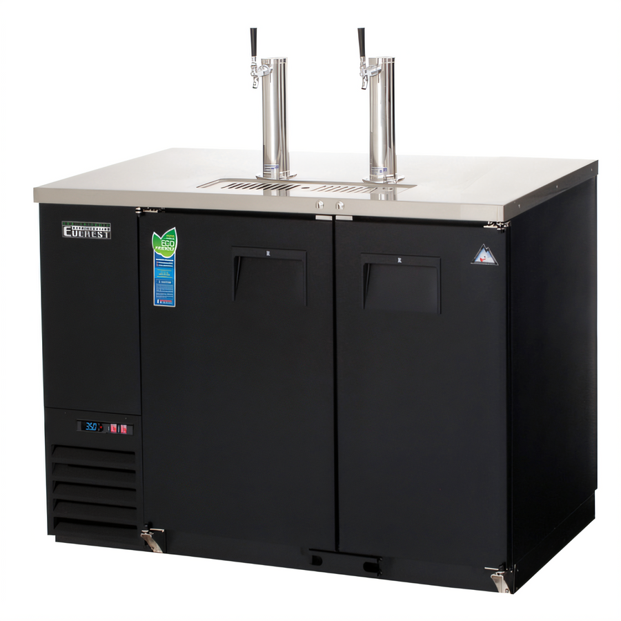 Product image #1 for Everest Refrigeration EBDS2-24 Two-Section Direct Draw Keg Refrigerator with Dual 3-Inch Draft Towers, 13 Cu. Ft., 49-Inch Wide, Black