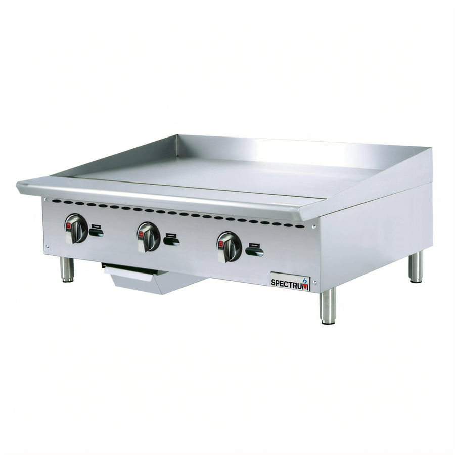 Product image #1 for Winco Spectrum™ 36-Inch Countertop Gas Griddle, 3 Burners, 90,000 BTU, Natural Gas/LP Convertible
