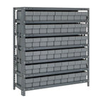 Thumbnail image #1 for Quantum 1839-604 Heavy-Duty Stationary Wire Shelving Unit, 7 Shelves with 54 Bins, 36 x 18 x 39 Inches