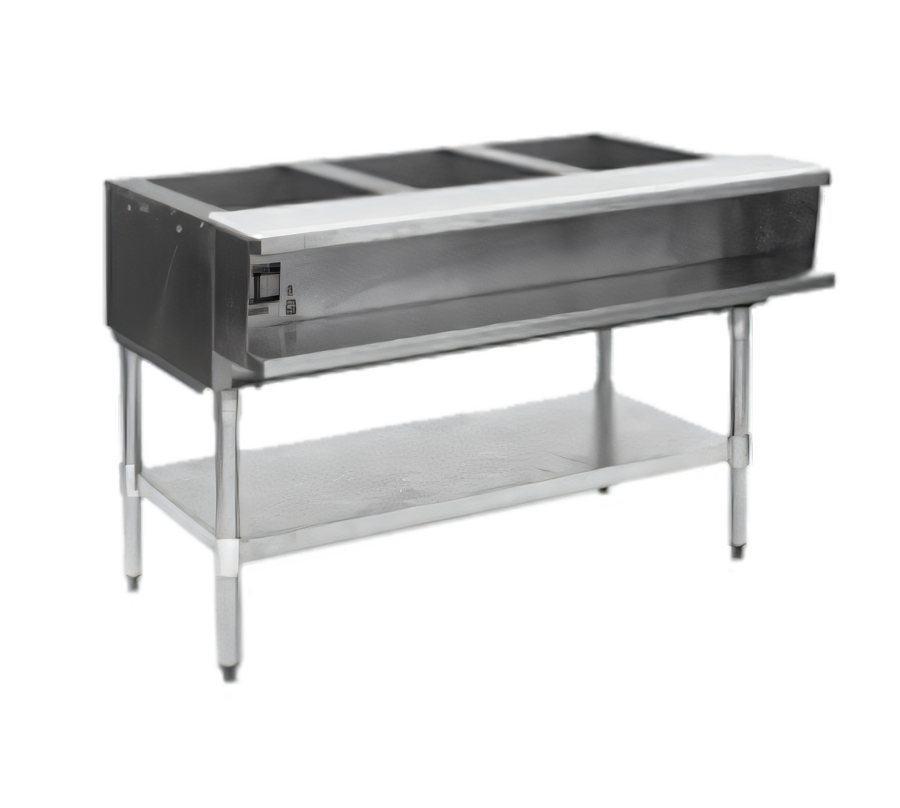 Product image #1 for Eagle Group 48-Inch Natural Gas Water Bath Hot Food Table with 3 Pan Openings, Open Base