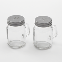 American Metalcraft Mason Jar Salt and Pepper Shaker Set, 4 oz., Clear Glass, Perforated Metal Tops