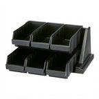 Thumbnail image #1 for Cambro Versa 6RS6110 Condiment Bin Organizer Rack, 6 Plastic Bins, Wall-Mount, Black, 20-1/8"W x 17-1/4"D x 9-1/4"H