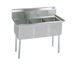 Thumbnail image #1 for BK Resources Three Compartment Stainless Steel Sink, No Drainboards, 16 x 20 x 12 Inch Bowls, 9-Inch Backsplash