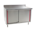 Thumbnail image #1 for Eagle Group Spec-Master Marine Series Enclosed Work Table with Cabinet Base and Hinged Doors, 48 x 30 Inch, 14/304 Stainless Steel Top, 4-1/2 Inch Backsplash