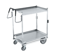 Heavy-Duty Stainless Steel Two-Shelf Bus Cart with Standard Lower Shelf, 900 lb Capacity