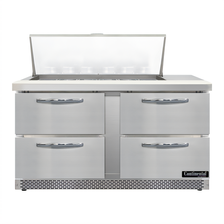 Product image #1 for Continental Refrigerator D60N18M-FB-D Designer Line Mighty Top 60 inch Two-Section Sandwich Prep Refrigerator with Drawers