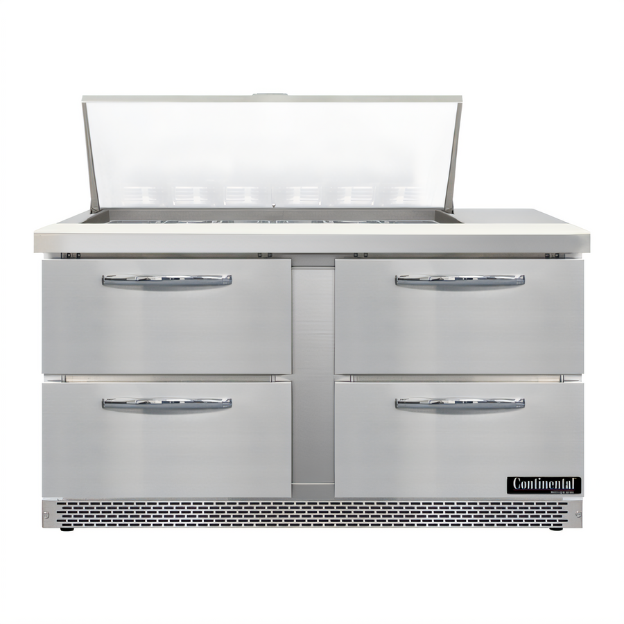 Product image #1 for Continental Refrigerator D60N18M-FB-D Designer Line Mighty Top 60 inch Two-Section Sandwich Prep Refrigerator with Drawers