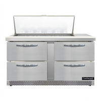 Continental Refrigerator D60N18M-FB-D Designer Line Mighty Top 60 inch Two-Section Sandwich Prep Refrigerator with Drawers