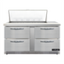 Thumbnail image #1 for Continental Refrigerator D60N18M-FB-D Designer Line Mighty Top 60 inch Two-Section Sandwich Prep Refrigerator with Drawers
