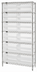 Thumbnail image #1 for Quantum Chrome Plated Stationary Wire Shelving Unit with 6 Shelves and 10 Clear Bins