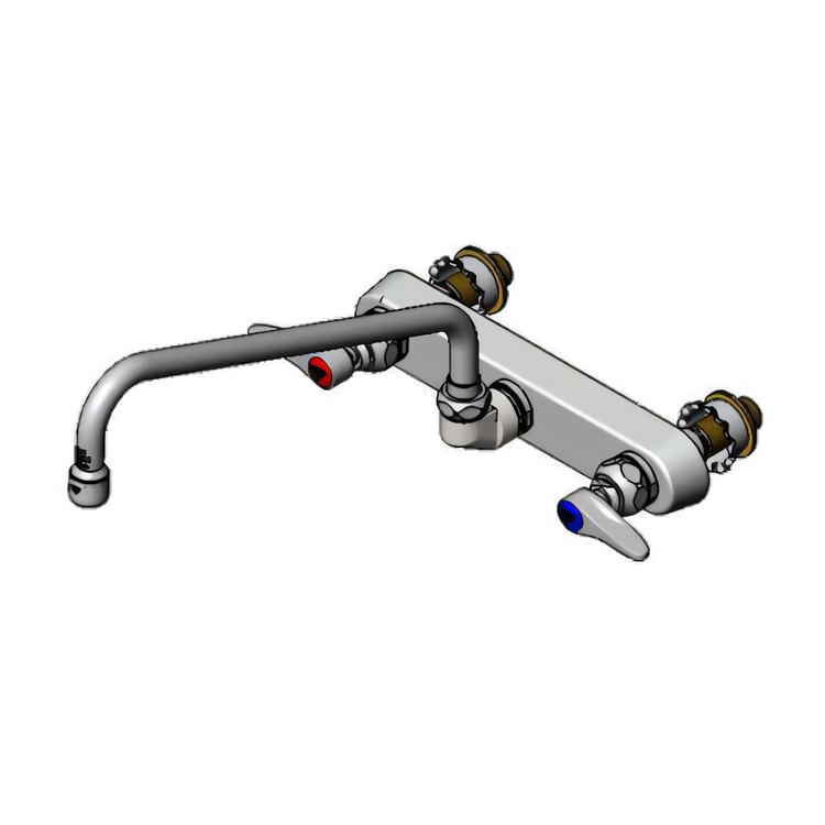 Product image #1 for T&S Brass B-1128-XS Wall-Mount Workboard Faucet with 12-Inch Swing Spout, 8-Inch Centers