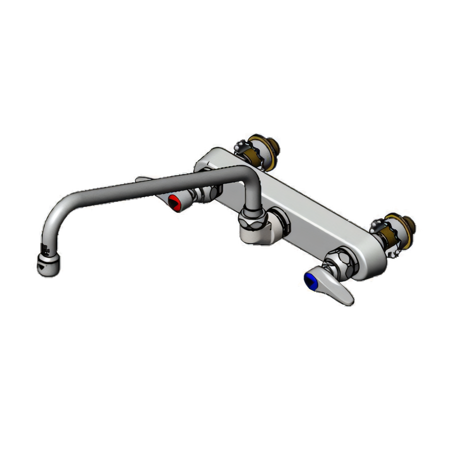 Product image #1 for T&S Brass B-1128-XS Wall-Mount Workboard Faucet with 12-Inch Swing Spout, 8-Inch Centers