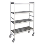 Thumbnail image #1 for Fermod Fermostock 4R35A71M 4-Tier Mobile Shelving Unit with Removable Polymer Inserts, 35W x 14D x 71H, Gray