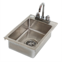 Klinger's Trading Single-Compartment Drop-In Hand Sink with Faucet and Basket Drain, 10 x 14 x 5 Inch Bowl