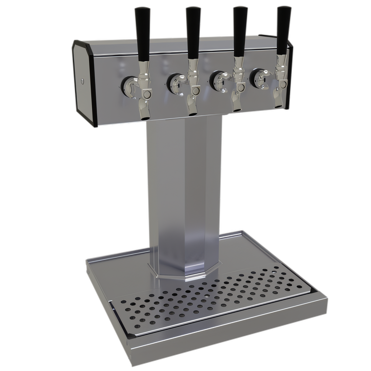 Product image #1 for Glastender Countertop Tee Draft Dispensing Tower, 4 Faucets, Glycol-Cooled, Stainless Steel