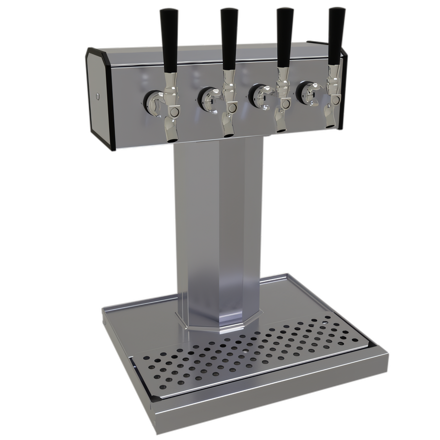 Product image #1 for Glastender Countertop Tee Draft Dispensing Tower, 4 Faucets, Glycol-Cooled, Stainless Steel