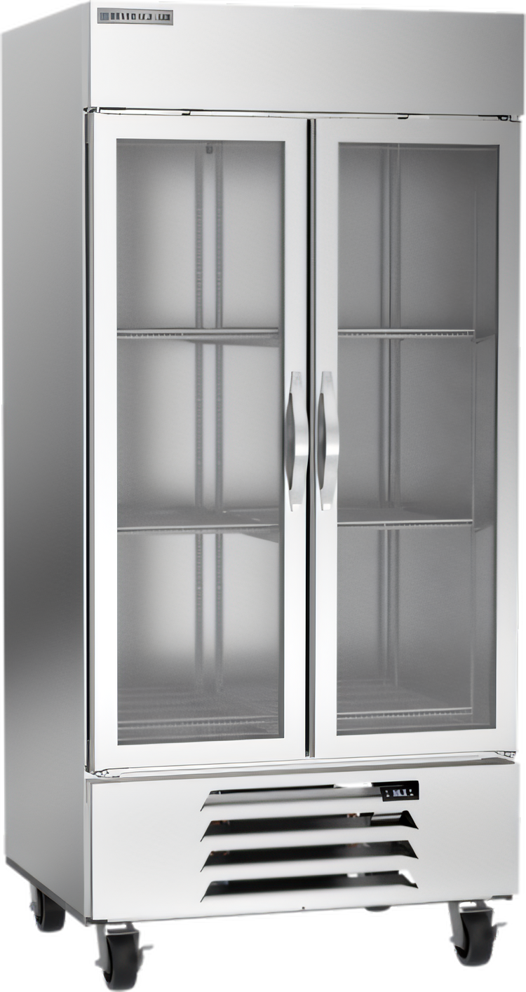 Product image #1 for Beverage-Air Horizon Series Two-Section Reach-In Glass Door Refrigerator, 35.08 Cu. Ft., Bottom-Mounted Self-Contained