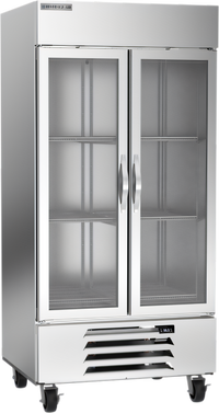 Beverage-Air Horizon Series Two-Section Reach-In Glass Door Refrigerator, 35.08 Cu. Ft., Bottom-Mounted Self-Contained