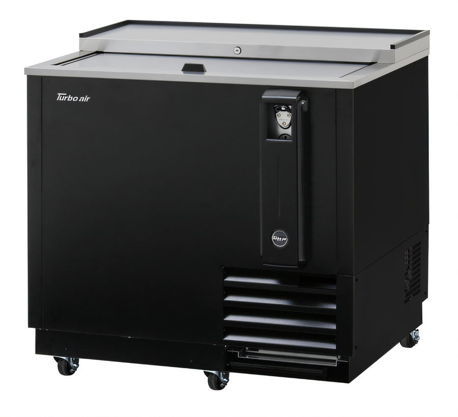 Product image #1 for Turbo Air Super Deluxe 36-3/4-Inch Black Sliding Lid Bottle Cooler, 8.5 Cu. Ft.