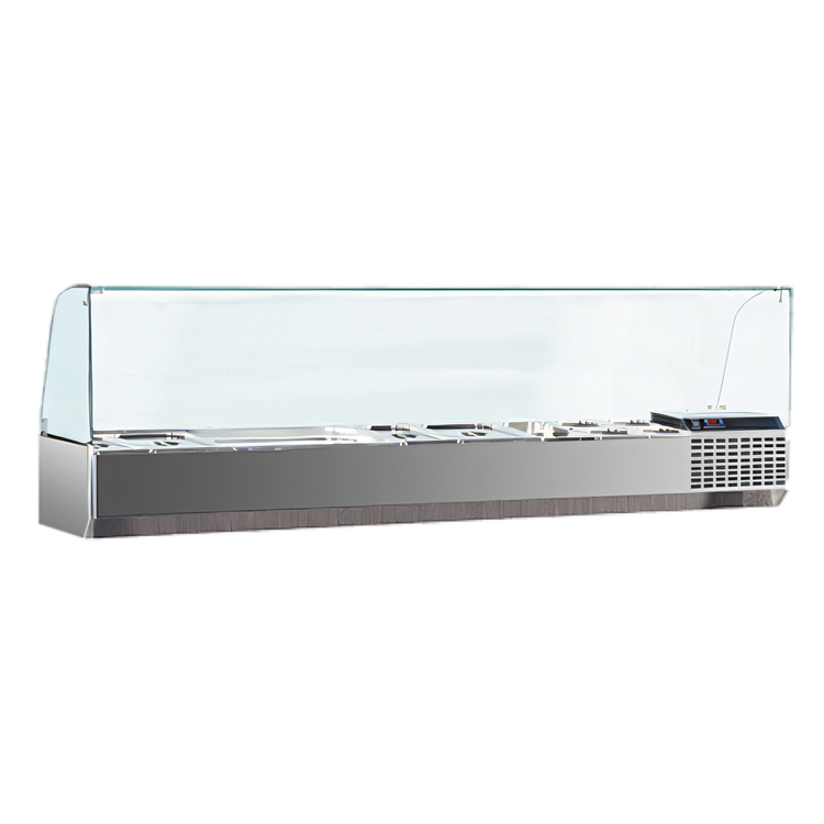 Product image #1 for Marra Forni Refrigerated Countertop Condiment Rail, 65-1/2 Inch Wide, 7 x 1/3 Pan Capacity
