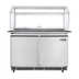 Thumbnail image #1 for 48-Inch Stainless Steel Commercial Refrigerated Prep Station with Sneeze Guard and Buffet Slide, 2-Door, Self-Contained Rear-Mounted