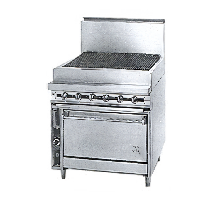 Product image #1 for Titan JTRH-60B 60 Inch Heavy Duty Gas Range Match Charbroiler with Cabinet Base