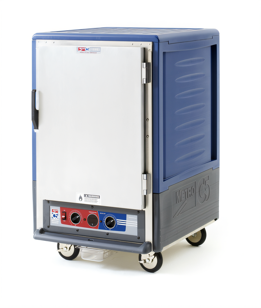 Product image #1 for Metro C5 3 Series Half-Height Moisture Heated Holding and Proofing Cabinet with Blue Insulation Armour, Solid Door, and Fixed Wire Slides