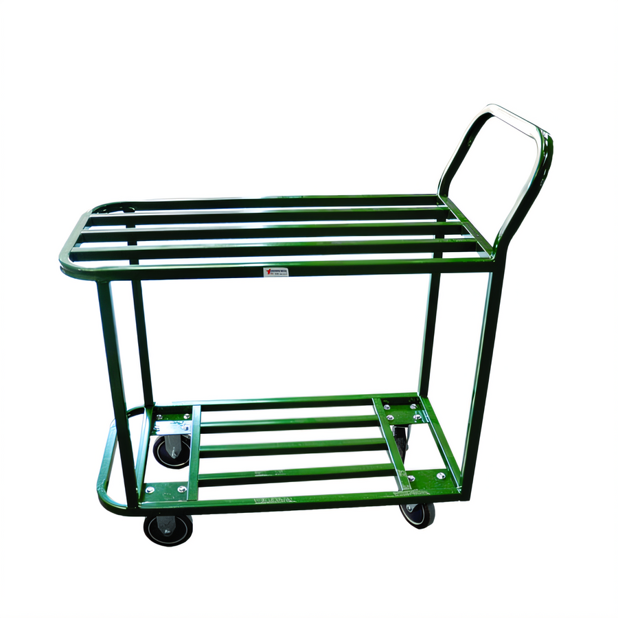 Product image #1 for Omcan USA Welded 2-Shelf Stock Cart with Tubular Shelves, Open Base, 599.75 lb. Capacity, Green