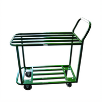 Omcan USA Welded 2-Shelf Stock Cart with Tubular Shelves, Open Base, 599.75 lb. Capacity, Green