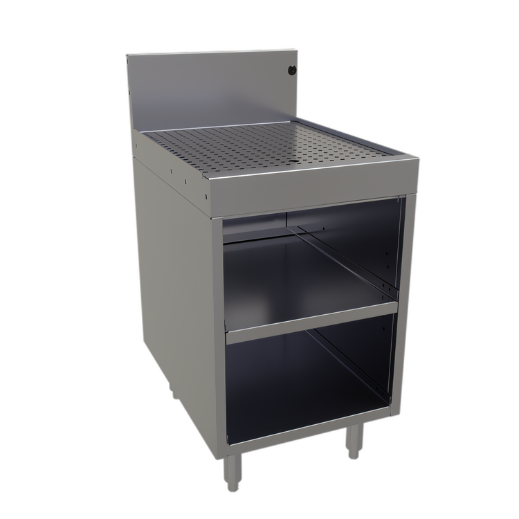 Product image #1 for Glastender Underbar Stainless Steel Glass Rack Storage Unit with Drainboard Top and Open Front Base, 18-Inch W x 24-Inch D