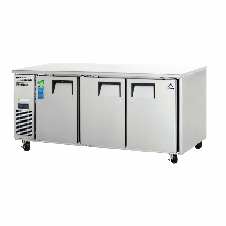 Product image #1 for Everest Refrigeration ETR3 Three-Section Undercounter/Worktop Refrigerator with Stainless Steel Worktop, Solid Locking Doors, 22 Cu. Ft.