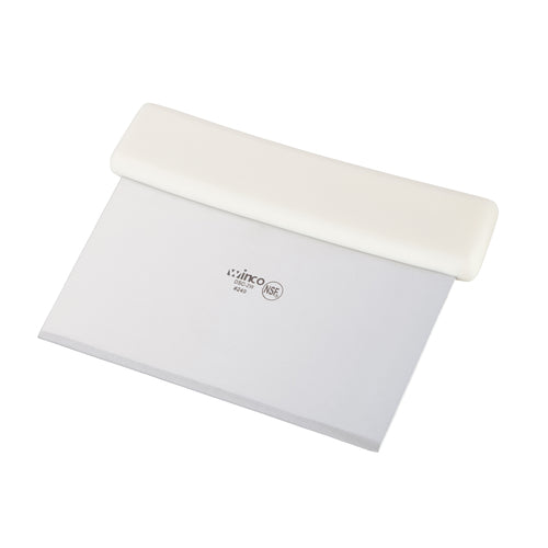Product image #1 for Winco 6 x 3 Inch Dough Scraper with Stainless Steel Blade and White Plastic Handle