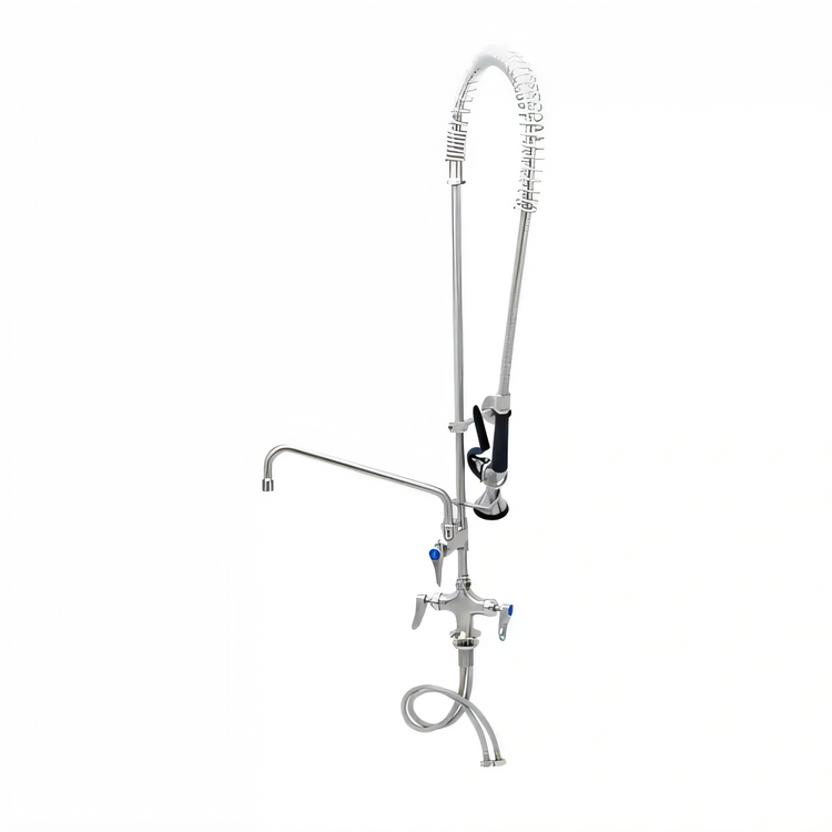 Product image #1 for T&S Brass Single-Hole Deck-Mount Mixing Faucet with 12-Inch Swing Nozzle and Spray Valve