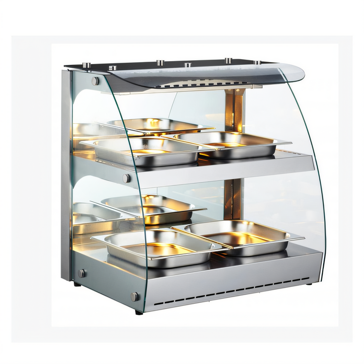 Product image #1 for Omcan Countertop Full-Service Heated Display Case with Curved Glass, 3.53 cu. ft., 110V