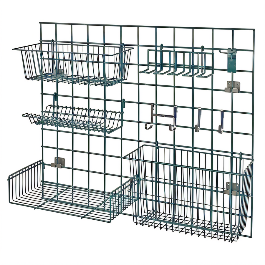 Product image #1 for Quantum Store Grid Light-Duty Wall-Mount Starter Kit with Baskets, Shelf, and Hooks