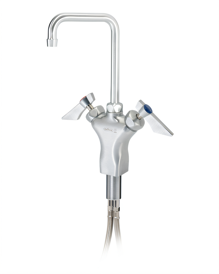 Product image #1 for Krowne Diamond Series Commercial Deck-Mount Single-Hole Manual Faucet with 6-Inch Double Bend Spout, Lever Handles, and 1.8 GPM Aerator