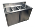 Thumbnail image #1 for BK Resources Four-Compartment Stainless Steel Sink Cabinet with Hinged Doors, 48 x 24 Inches