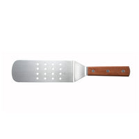Flexible Perforated Stainless Steel Turner with Wooden Handle, 8-1/4 x 2-7/8 Inches