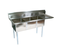 John Boos E-Series 3-Compartment Stainless Steel Sink with Right-Hand Drainboard, 47-1/2 x 19-1/2 x 43-3/4 Inches