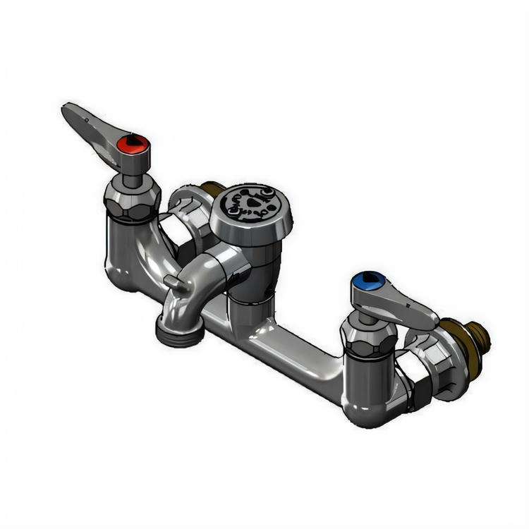 Product image #1 for T&S Brass B-2271-CR Wall-Mount Service Sink / Mop Sink Faucet with Vacuum Breaker Spout, Pail Hook, and Quick-Disconnect Hose Outlet