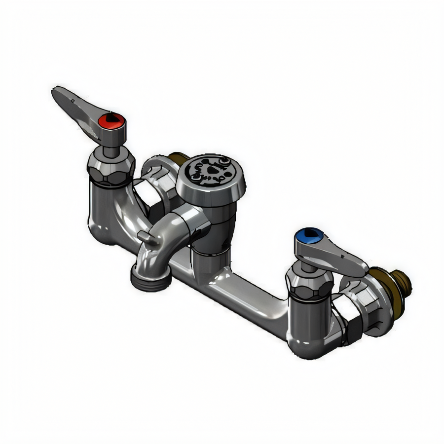 Product image #1 for T&S Brass B-2271-CR Wall-Mount Service Sink / Mop Sink Faucet with Vacuum Breaker Spout, Pail Hook, and Quick-Disconnect Hose Outlet