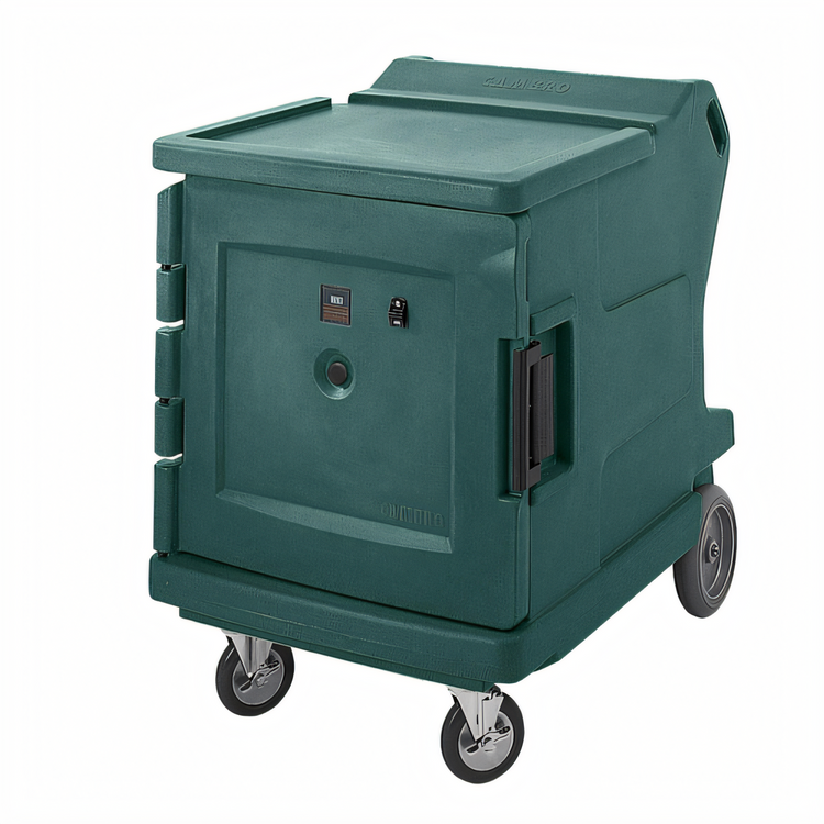 Product image #1 for Cambro Camtherm® Electric Hot/Cold Low Profile Holding Cabinet Cart, Single Door, 18 x 26 Sheet Pan Capacity, Granite Green