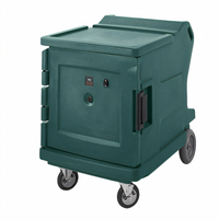 Cambro Camtherm® Electric Hot/Cold Low Profile Holding Cabinet Cart, Single Door, 18 x 26 Sheet Pan Capacity, Granite Green